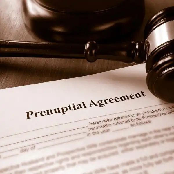 gavel and prenuptial agreement