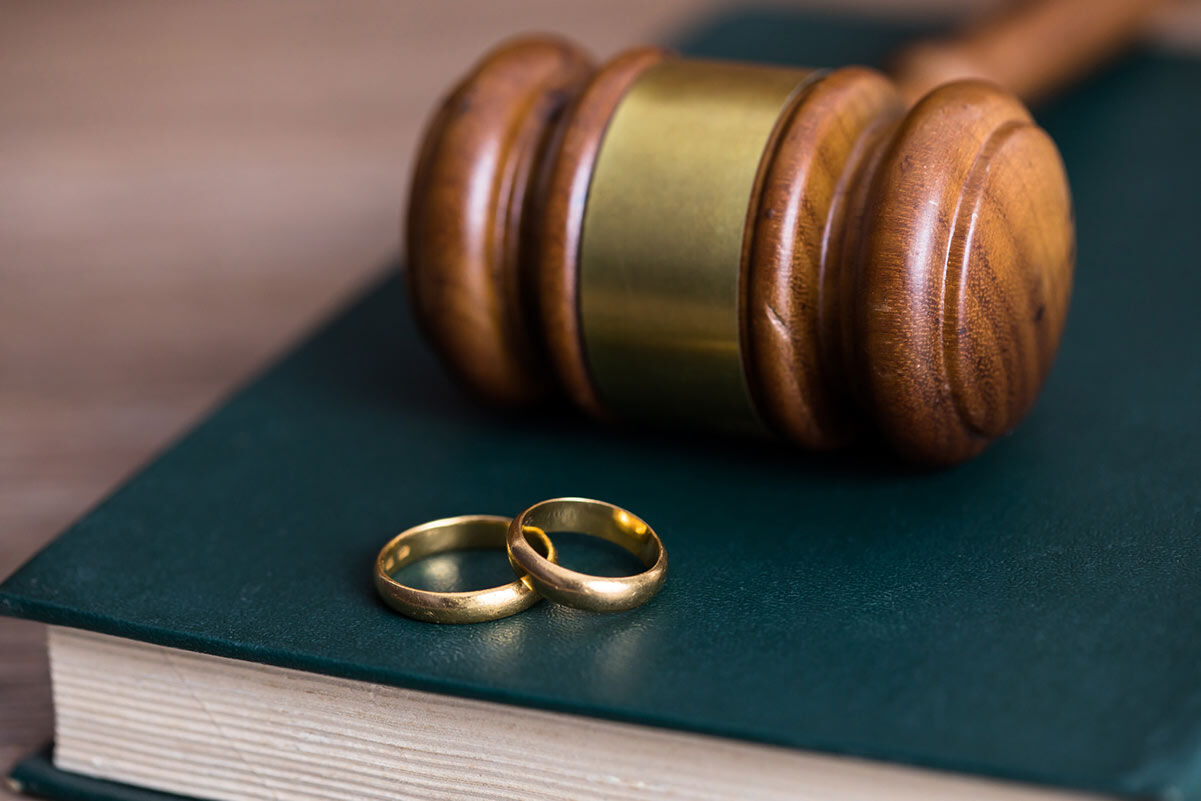 gavel and wedding rings